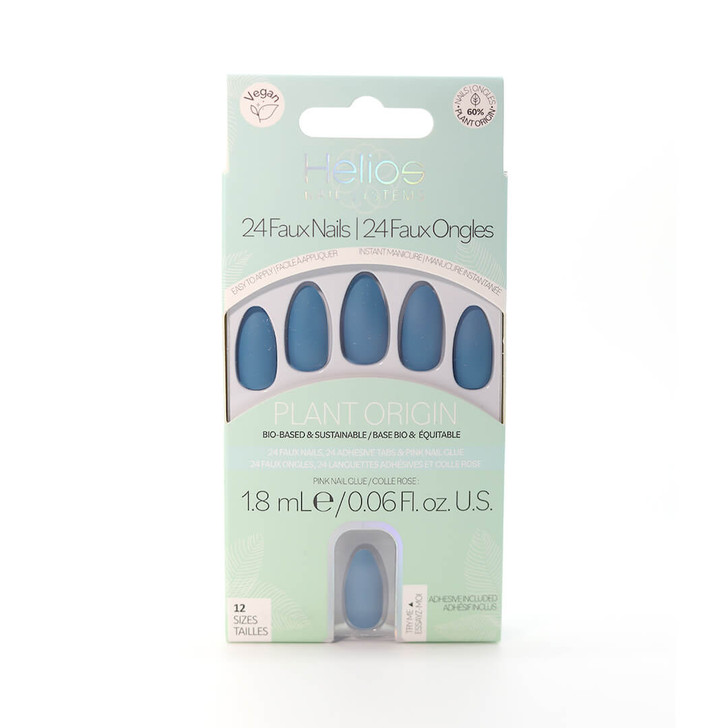 Plant Based Blue Matte Stiletto Nail